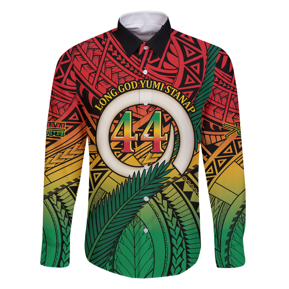 Personalised Vanuatu Yumi 44th Indipendens Dei Family Matching Short Sleeve Bodycon Dress and Hawaiian Shirt Vanuatuan Broad Tusk with Polynesian Tribal LT9 Dad's Shirt - Long Sleeve Reggae - Polynesian Pride