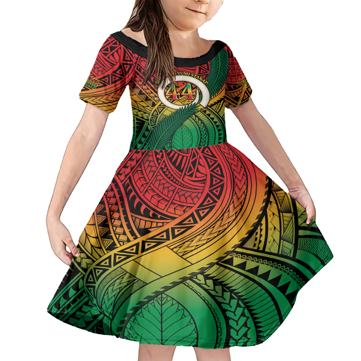 Personalised Vanuatu Yumi 44th Indipendens Dei Family Matching Tank Maxi Dress and Hawaiian Shirt Vanuatuan Broad Tusk with Polynesian Tribal LT9 Daughter's Dress Reggae - Polynesian Pride