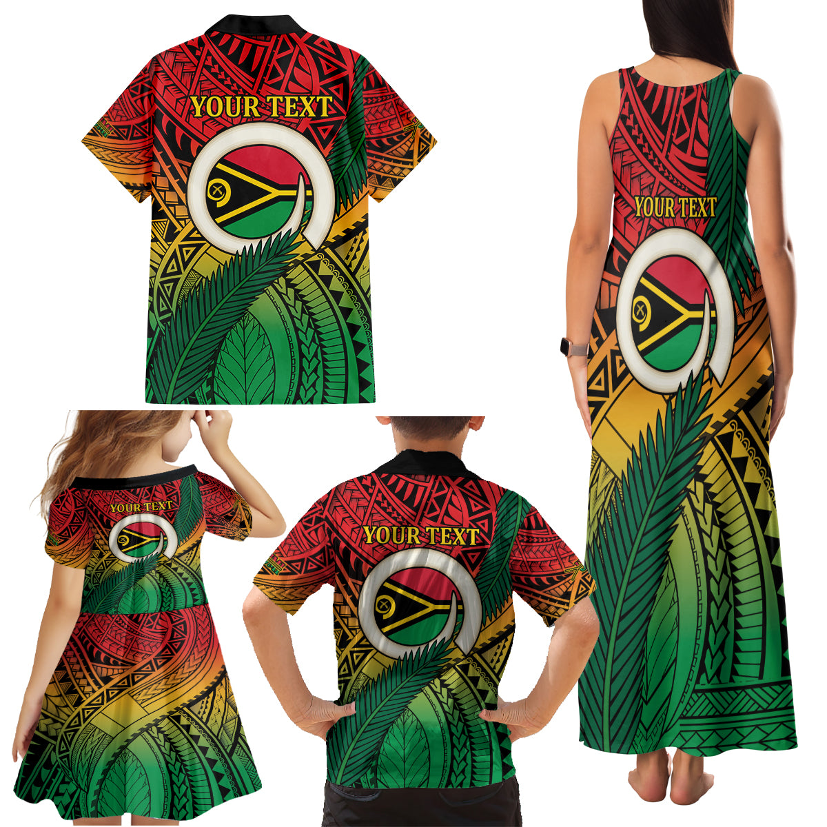 Personalised Vanuatu Yumi 44th Indipendens Dei Family Matching Tank Maxi Dress and Hawaiian Shirt Vanuatuan Broad Tusk with Polynesian Tribal LT9 - Polynesian Pride