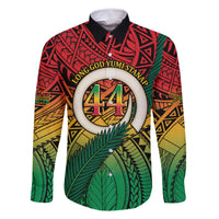 Personalised Vanuatu Yumi 44th Indipendens Dei Family Matching Tank Maxi Dress and Hawaiian Shirt Vanuatuan Broad Tusk with Polynesian Tribal LT9 Dad's Shirt - Long Sleeve Reggae - Polynesian Pride