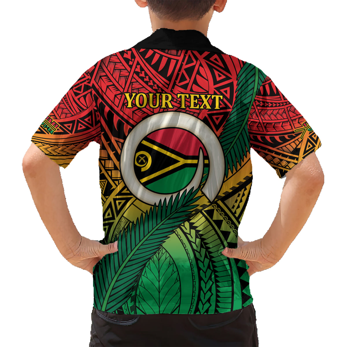 Personalised Vanuatu Yumi 44th Indipendens Dei Kid Hawaiian Shirt Vanuatuan Broad Tusk with Polynesian Tribal