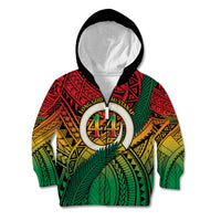 Personalised Vanuatu Yumi 44th Indipendens Dei Kid Hoodie Vanuatuan Broad Tusk with Polynesian Tribal