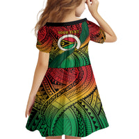 Personalised Vanuatu Yumi 44th Indipendens Dei Kid Short Sleeve Dress Vanuatuan Broad Tusk with Polynesian Tribal