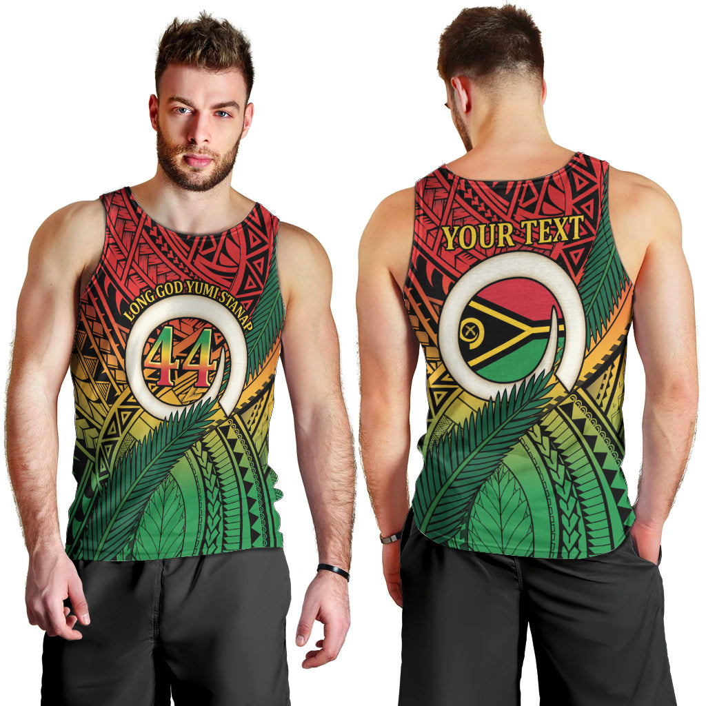 Personalised Vanuatu Yumi 44th Indipendens Dei Men Tank Top Vanuatuan Broad Tusk with Polynesian Tribal LT9 - Polynesian Pride