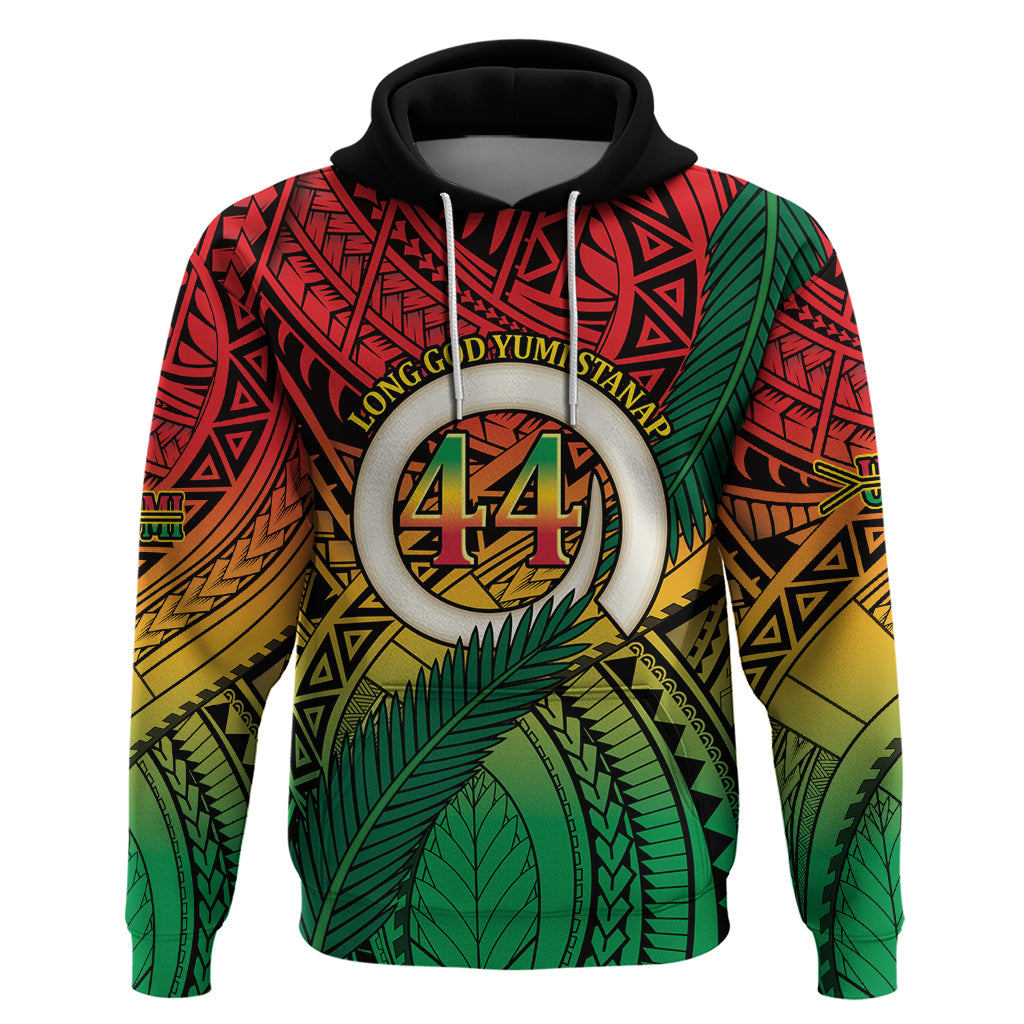 Personalised Vanuatu Yumi 44th Indipendens Dei Zip Hoodie Vanuatuan Broad Tusk with Polynesian Tribal