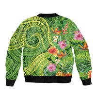 Polynesian Tribal Flower Tattoo Bomber Jacket Special Lime Green Vibe