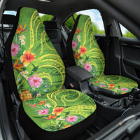 Polynesian Tribal Flower Tattoo Car Seat Cover Special Lime Green Vibe