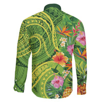 Polynesian Tribal Flower Tattoo Family Matching Mermaid Dress and Hawaiian Shirt Special Lime Green Vibe LT9 - Polynesian Pride