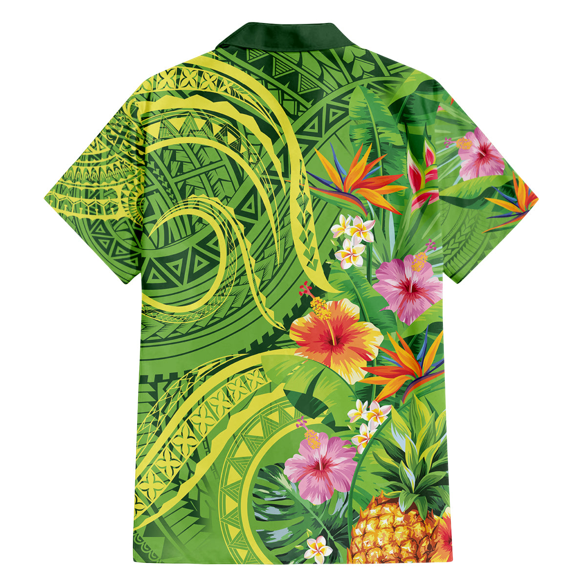Polynesian Tribal Flower Tattoo Family Matching Summer Maxi Dress and Hawaiian Shirt Special Lime Green Vibe LT9 - Polynesian Pride