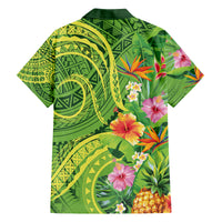 Polynesian Tribal Flower Tattoo Family Matching Tank Maxi Dress and Hawaiian Shirt Special Lime Green Vibe LT9 - Polynesian Pride