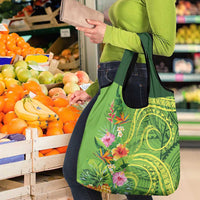 Polynesian Tribal Flower Tattoo Grocery Bag Special Lime Green Vibe