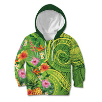 Polynesian Tribal Flower Tattoo Kid Hoodie Special Lime Green Vibe
