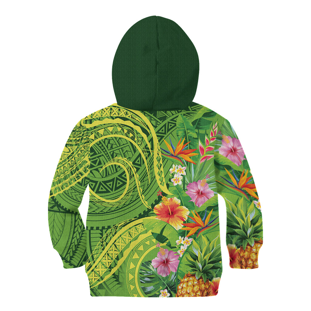 Polynesian Tribal Flower Tattoo Kid Hoodie Special Lime Green Vibe
