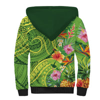 Polynesian Tribal Flower Tattoo Sherpa Hoodie Special Lime Green Vibe