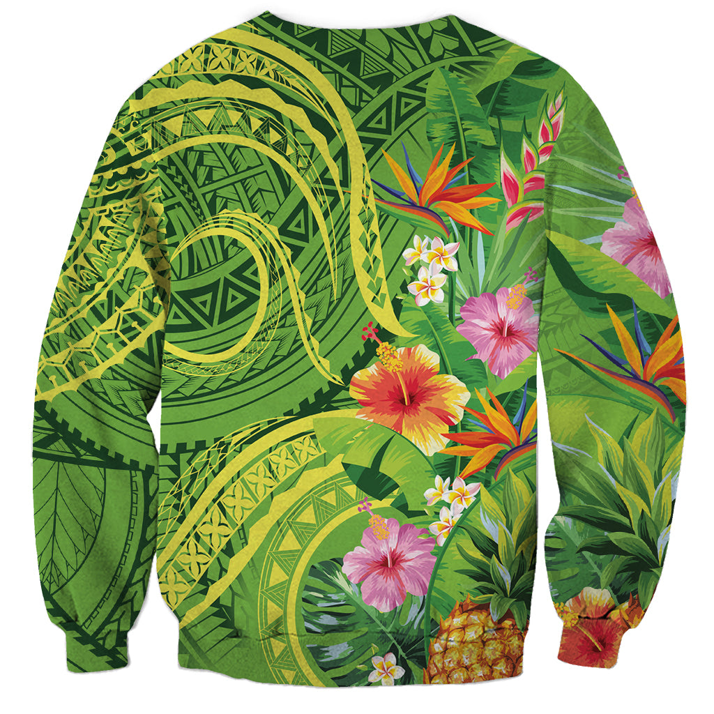 Polynesian Tribal Flower Tattoo Sweatshirt Special Lime Green Vibe