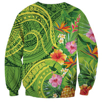Polynesian Tribal Flower Tattoo Sweatshirt Special Lime Green Vibe