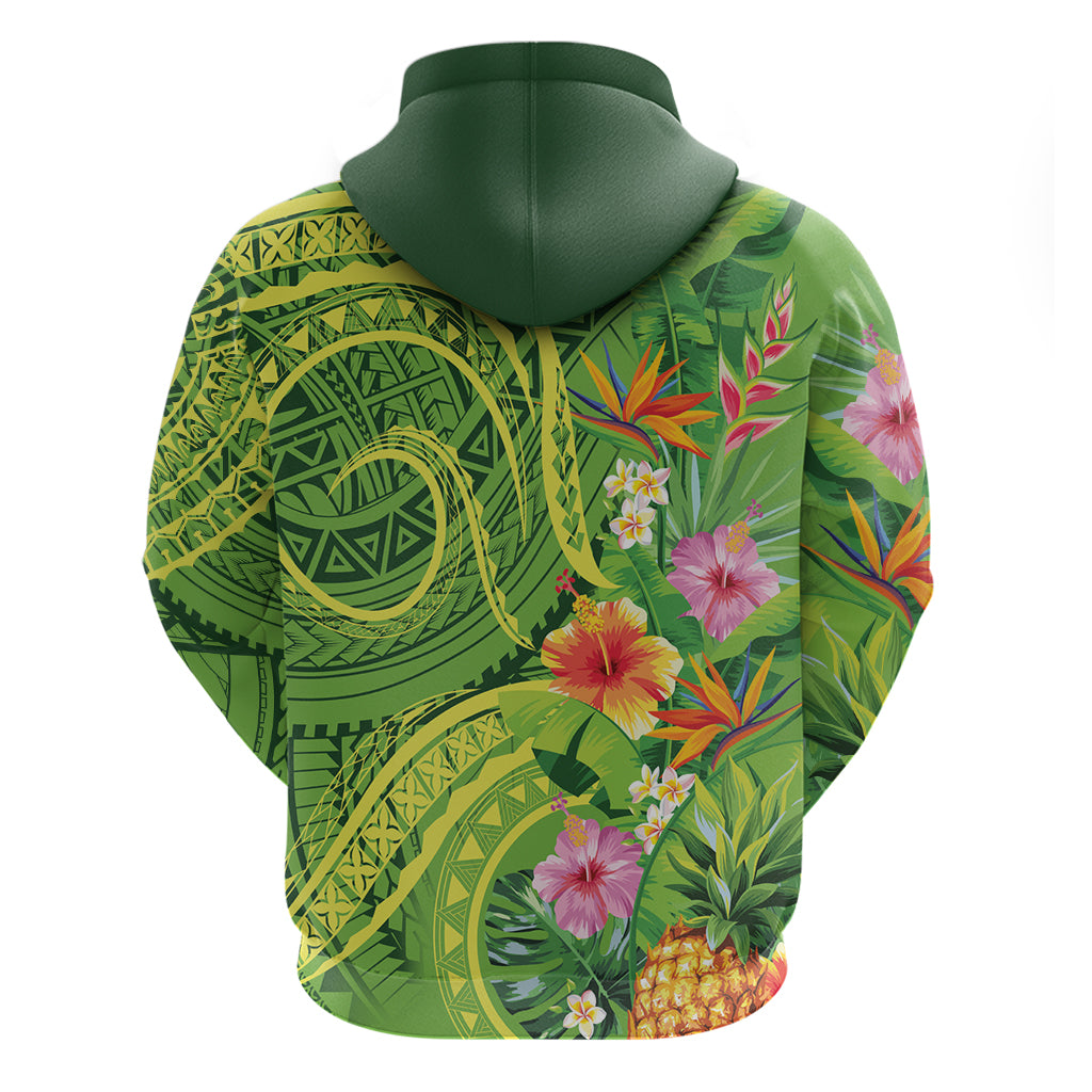 Polynesian Tribal Flower Tattoo Zip Hoodie Special Lime Green Vibe