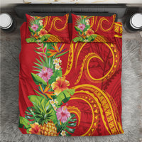 Polynesian Tribal Flower Tattoo Bedding Set Special Vermilion Vibe