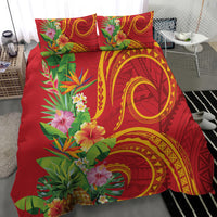 Polynesian Tribal Flower Tattoo Bedding Set Special Vermilion Vibe