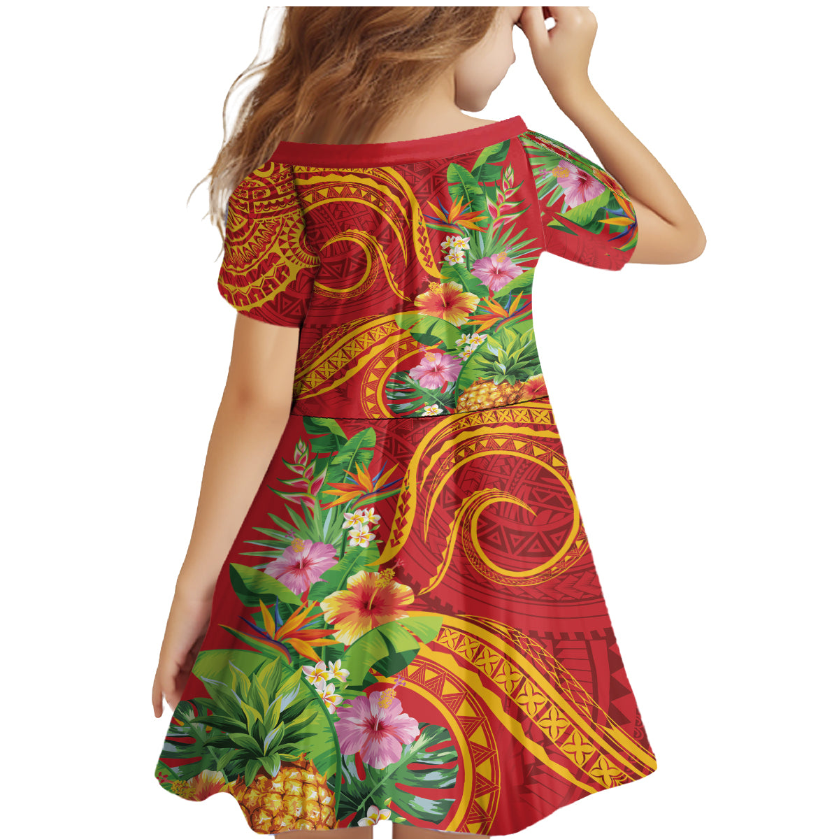 Polynesian Tribal Flower Tattoo Family Matching Mermaid Dress and Hawaiian Shirt Special Vermilion Vibe LT9 - Polynesian Pride