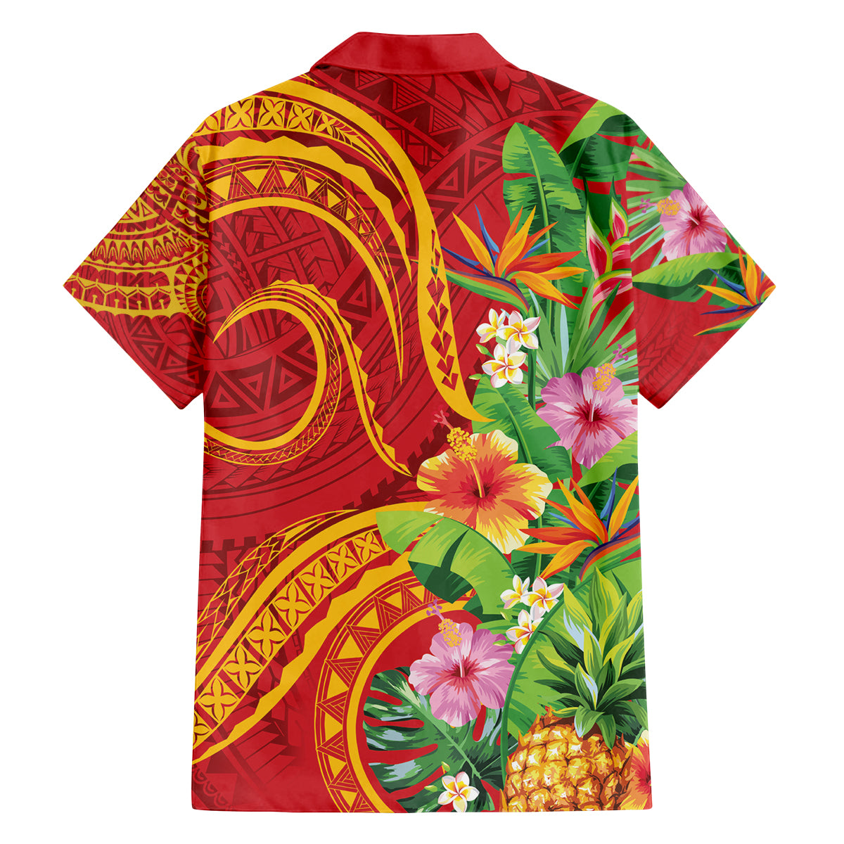 Polynesian Tribal Flower Tattoo Family Matching Off Shoulder Maxi Dress and Hawaiian Shirt Special Vermilion Vibe LT9 - Polynesian Pride