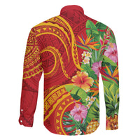 Polynesian Tribal Flower Tattoo Family Matching Puletasi and Hawaiian Shirt Special Vermilion Vibe LT9 - Polynesian Pride