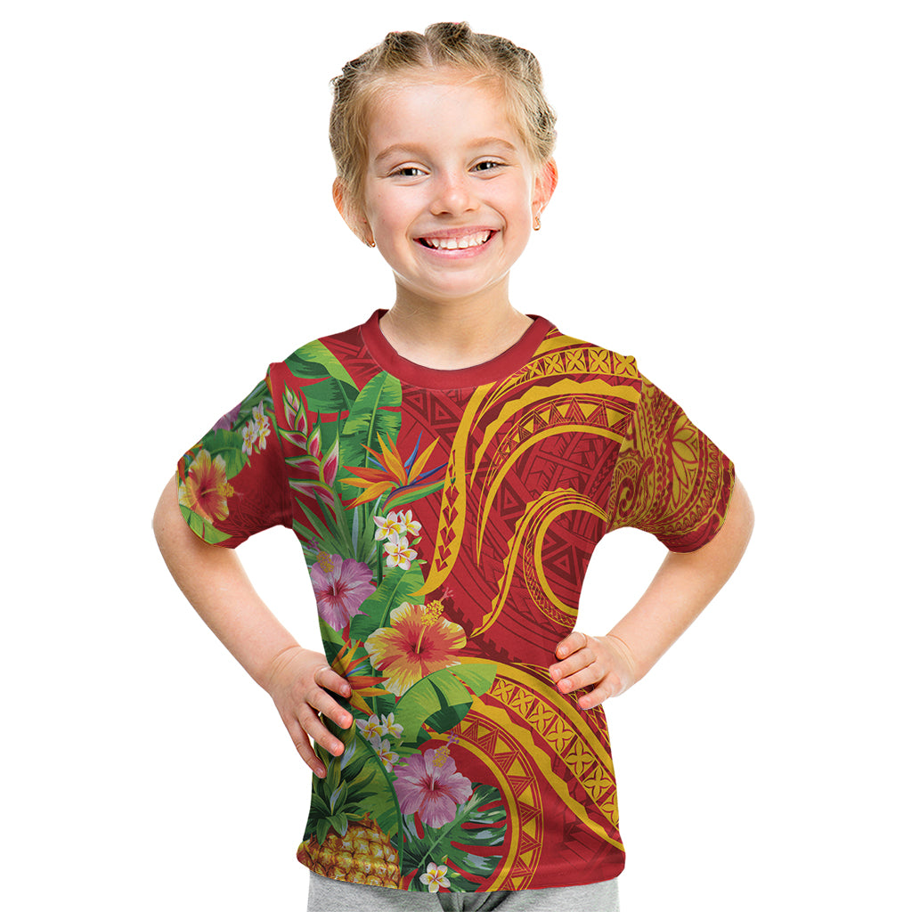 Polynesian Tribal Flower Tattoo Kid T Shirt Special Vermilion Vibe