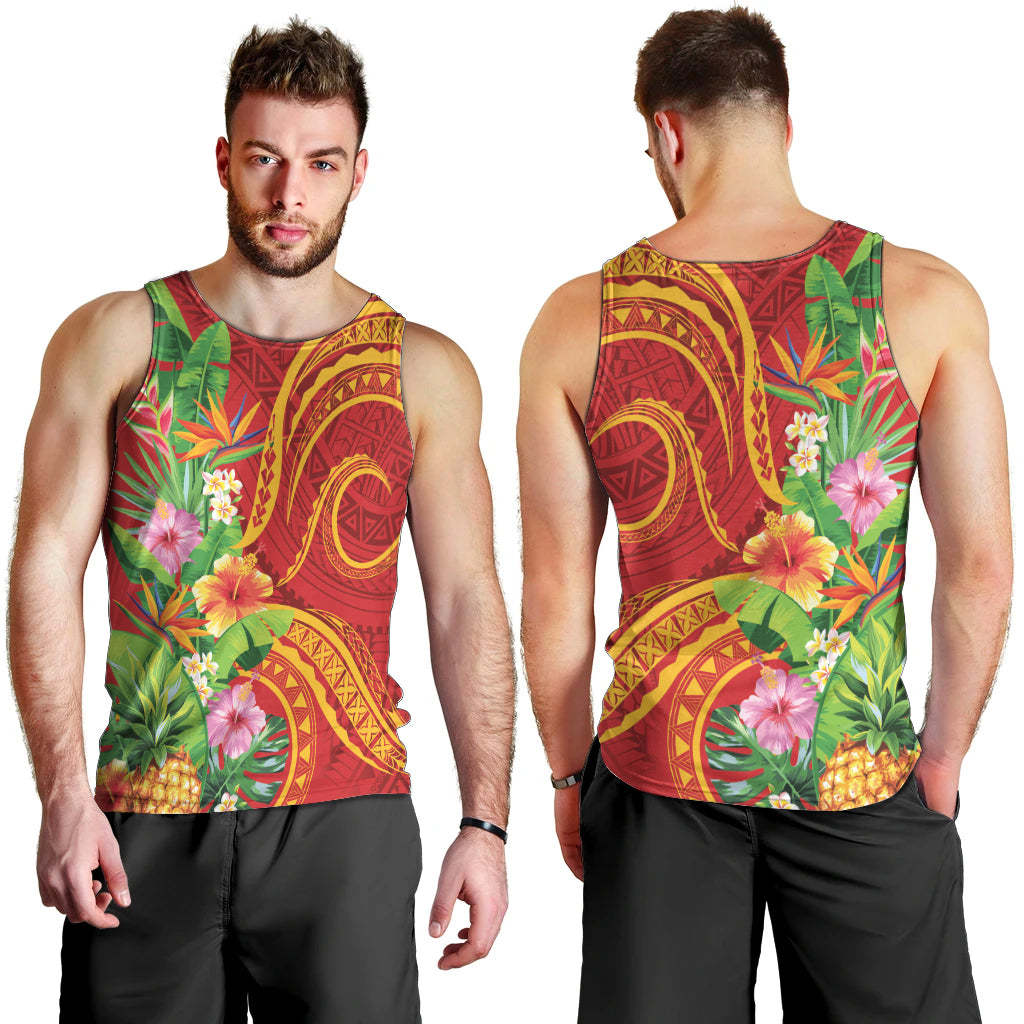 Polynesian Tribal Flower Tattoo Men Tank Top Special Vermilion Vibe LT9 - Polynesian Pride
