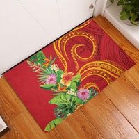 Polynesian Tribal Flower Tattoo Rubber Doormat Special Vermilion Vibe LT9 Brownish-red - Polynesian Pride