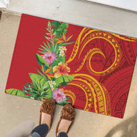 Polynesian Tribal Flower Tattoo Rubber Doormat Special Vermilion Vibe LT9 - Polynesian Pride
