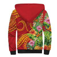 Polynesian Tribal Flower Tattoo Sherpa Hoodie Special Vermilion Vibe