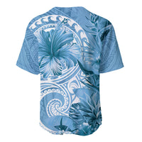 Polynesian Hibiscus Flower Tribal Baseball Jersey Blue Color LT9 - Polynesian Pride