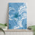 Polynesian Hibiscus Flower Tribal Canvas Wall Art Blue Color