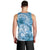 Polynesian Hibiscus Flower Tribal Men Tank Top Blue Color