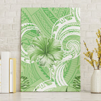 Polynesian Hibiscus Flower Tribal Canvas Wall Art Lime Green Color