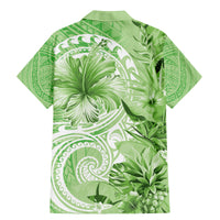 Polynesian Hibiscus Flower Tribal Family Matching Mermaid Dress and Hawaiian Shirt Lime Green Color LT9 - Polynesian Pride