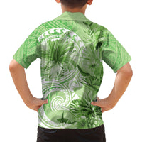 Polynesian Hibiscus Flower Tribal Family Matching Summer Maxi Dress and Hawaiian Shirt Lime Green Color LT9 - Polynesian Pride