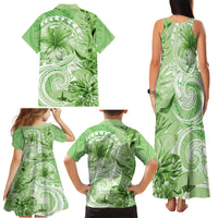 Polynesian Hibiscus Flower Tribal Family Matching Tank Maxi Dress and Hawaiian Shirt Lime Green Color LT9 - Polynesian Pride