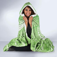 Polynesian Hibiscus Flower Tribal Hooded Blanket Lime Green Color