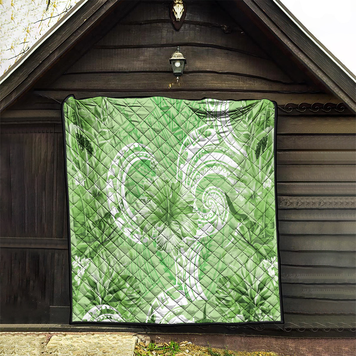 Polynesian Hibiscus Flower Tribal Quilt Lime Green Color LT9 - Polynesian Pride