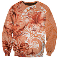 Polynesian Hibiscus Flower Tribal Sweatshirt Peach Color LT9 Unisex Peach - Polynesian Pride