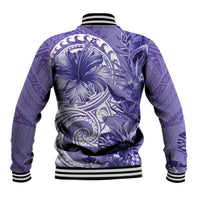Polynesian Hibiscus Flower Tribal Baseball Jacket Violet Color LT9 - Polynesian Pride