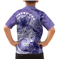 Polynesian Hibiscus Flower Tribal Family Matching Mermaid Dress and Hawaiian Shirt Violet Color LT9 - Polynesian Pride