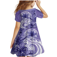 Polynesian Hibiscus Flower Tribal Family Matching Mermaid Dress and Hawaiian Shirt Violet Color LT9 - Polynesian Pride