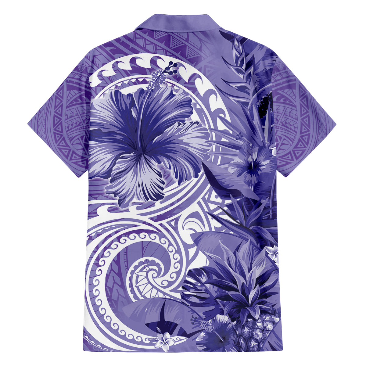 Polynesian Hibiscus Flower Tribal Family Matching Summer Maxi Dress and Hawaiian Shirt Violet Color LT9 - Polynesian Pride
