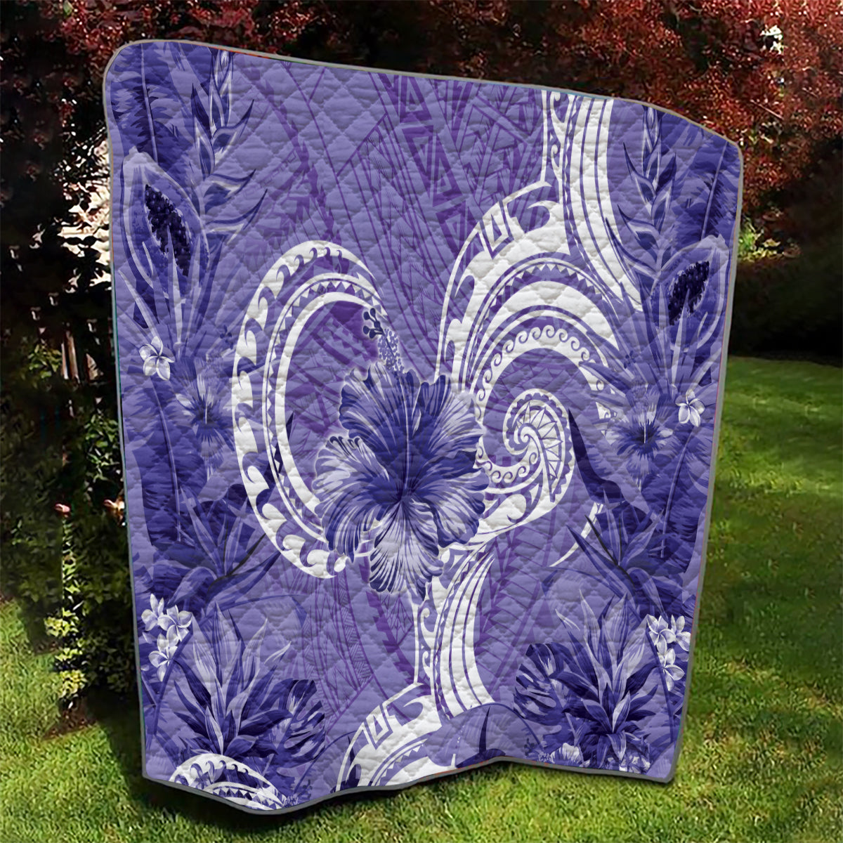 Polynesian Hibiscus Flower Tribal Quilt Violet Color LT9 - Polynesian Pride