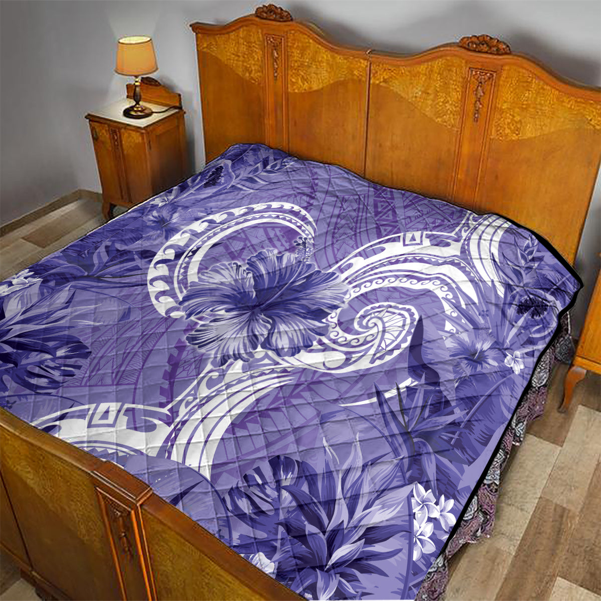Polynesian Hibiscus Flower Tribal Quilt Violet Color LT9 - Polynesian Pride