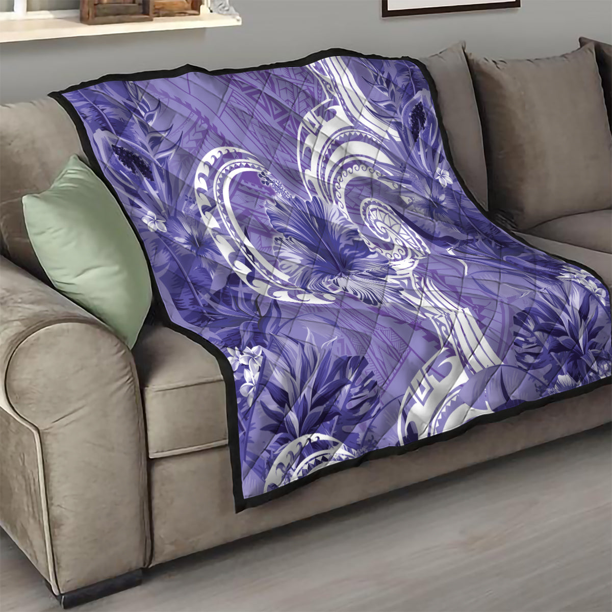 Polynesian Hibiscus Flower Tribal Quilt Violet Color LT9 - Polynesian Pride