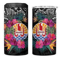 Tahiti Island 4 in 1 Can Cooler Tumbler French Polynesian Tropical LT9 One Size: 16 oz Black - Polynesian Pride