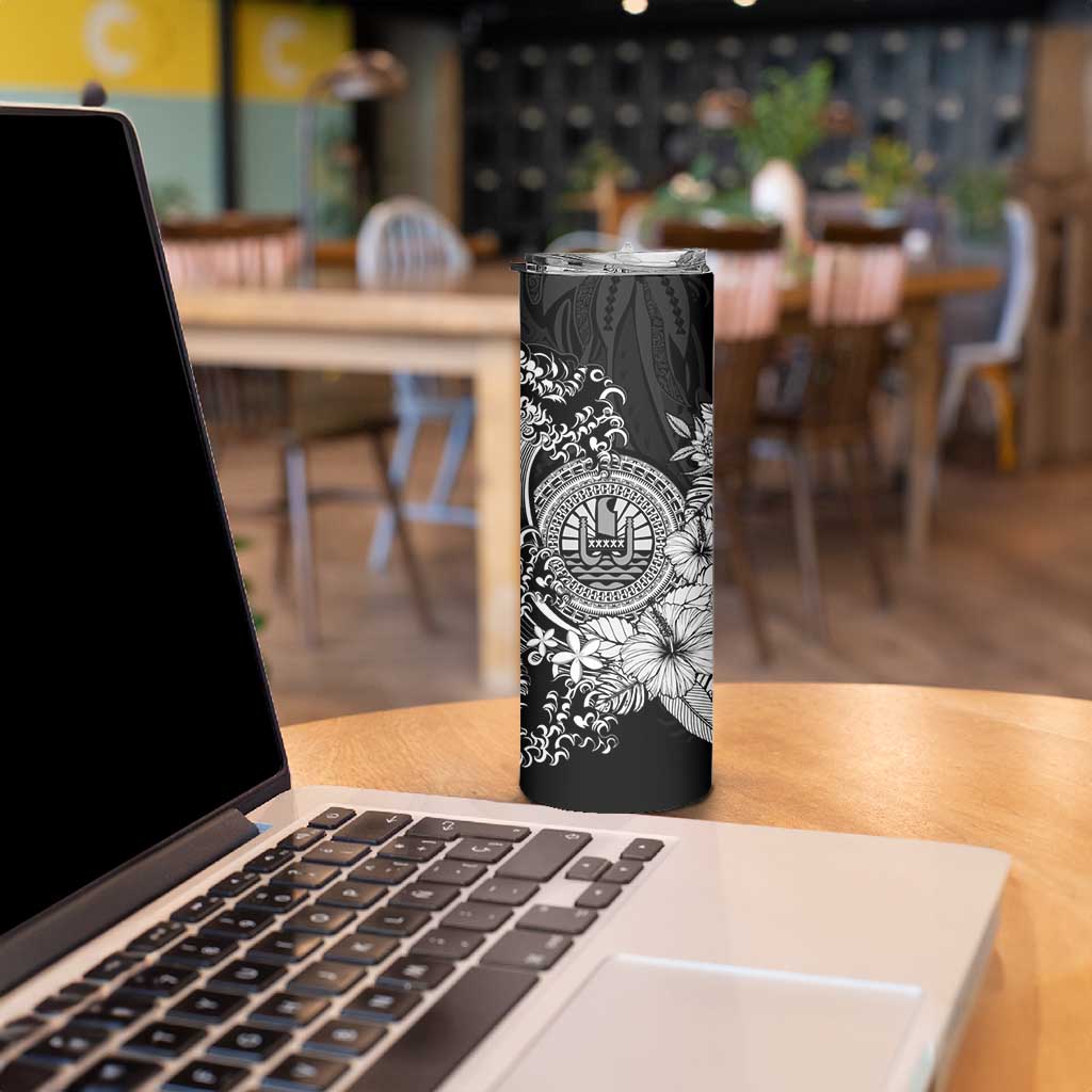 Black Polynesian Tahiti Island Skinny Tumbler The Wave of Water LT9 - Polynesian Pride